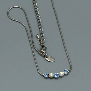 💐2/$15 EUC Lia Sophia Blue Clear Crystal Necklace